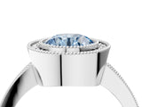 Silver Fancy Blue Round Cut-Cut Diamond Halo Engagement Ring with Pave Band and Prong Setting_16