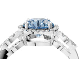 Silver Fancy Blue Round Cut Cut Halo Diamond Infinity Band with Four-Prong Setting_10