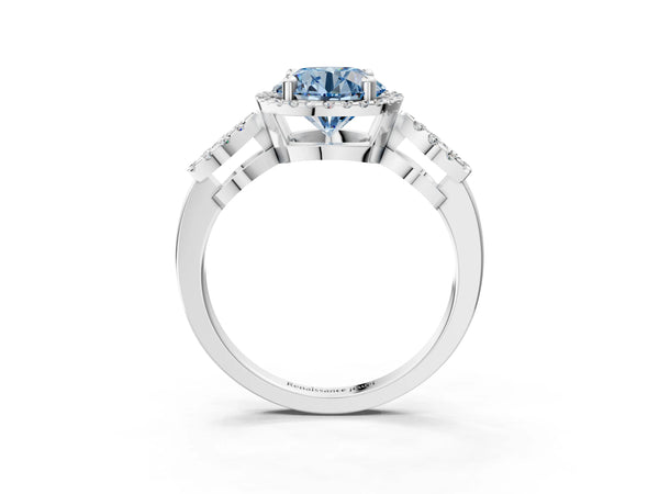 Sterling Silver Round Pave Infinity Halo Engagement Ring Setting for Fancy Blue Center