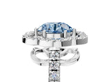 Silver Fancy Blue Round Cut Diamond Floral Halo Split Shank Prong Setting Ring_11