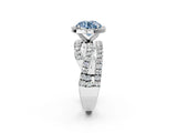 Silver Fancy Blue Round Cut Diamond Halo Ring with Round Split Shank and Prong Setting_14