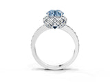 Silver Fancy Blue Round Cut Diamond Scalloped Halo Engagement Ring with Round Shared Prong Band_3