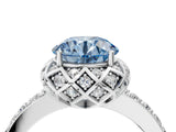 Silver Fancy Blue Round Cut Diamond Scalloped Halo Engagement Ring with Round Shared Prong Band_4