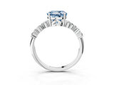 Silver Fancy Blue Round Cut Diamond Scattered Round Accent Ring with Prong Setting_3