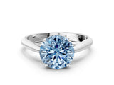 Silver Fancy Blue Round Cut Diamond Solitaire Engagement Ring with Cathedral Setting and Four-Prong Mount_12