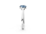 Silver Fancy Blue Round Cut Diamond Solitaire Engagement Ring with Cathedral Setting and Four-Prong Mount_14