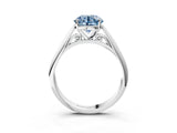 Silver Fancy Blue Round Cut Diamond Solitaire Engagement Ring with Cathedral Setting and Four-Prong Mount_15
