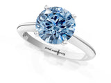 Silver Fancy Blue Round Cut Diamond Solitaire Engagement Ring with Classic Band and Four-Prong Setting_13