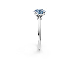 Silver Fancy Blue Round Cut Diamond Solitaire Engagement Ring with Classic Band and Four-Prong Setting_14