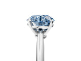 Silver Fancy Blue Round Cut Diamond Solitaire Engagement Ring with Classic Band and Four-Prong Setting_17