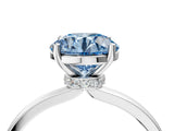 Silver Fancy Blue Round Cut Diamond Solitaire Ring with Classic Band and Four-Prong Setting_10