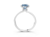 Silver Fancy Blue Round Cut Diamond Solitaire Ring with Classic Band and Four-Prong Setting_9