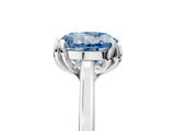 Silver Fancy Blue Round Cut Diamond Solitaire Ring with Flower Prong Setting and Classic Band_5