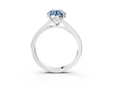 Silver Fancy Blue Round Cut Diamond Solitaire Ring with Pavé Band and Prong Setting_15