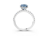 Silver Fancy Blue Round Cut Diamond Solitaire Ring with Round  Pavé Band and Four-Prong Setting_39