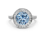 Silver Fancy Blue Round Cut Halo Bezel Diamond Pave Band Ring_6