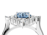 Silver Fancy Blue Round Cut Halo Diamond Cluster Ring with Marquise and Round Stones on a White Gold Band with Prong Setting_10