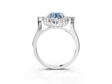 Silver Fancy Blue Round Cut Halo Diamond Cluster Ring with Marquise and Round Stones on a White Gold Band with Prong Setting_9