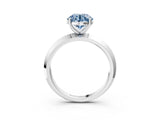 Silver Fancy Blue Round  Cut Solitaire Engagement Ring with Flat Band and Four-Prong Setting 4