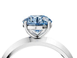 Silver Fancy Blue Round  Cut Solitaire Engagement Ring with Flat Band and Four-Prong Setting 5