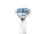 Silver Fancy Blue Round  Cut Solitaire Engagement Ring with Flat Band and Four-Prong Setting