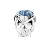 Silver Fancy Blue Round Cut Solitaire Intertwined Band Prong Setting Ring_11