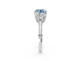 Silver Fancy Blue Round Cut Solitaire Split Shank Pave Diamond Engagement Ring with Four-Prong Setting_110