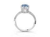 Silver Fancy Blue Round Cut Solitaire Split Shank Pave Diamond Engagement Ring with Four-Prong Setting_111