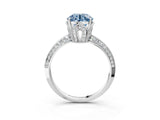 Silver Fancy Blue Round Cut Solitaire Split Shank Pave Diamond Engagement Ring with Four-Prong Setting_45