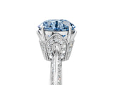 Silver Fancy Blue Round Cut Solitaire Split Shank Pave Diamond Engagement Ring with Four-Prong Setting_47