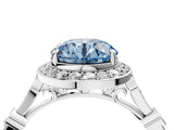Silver Fancy Blue Round  Halo Diamond Engagement Ring with Twisted Band and Four-Prong Setting 4