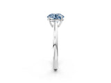 Silver Fancy Blue Round  Solitaire Diamond Ring with Split Shank and Four-Prong Setting_14