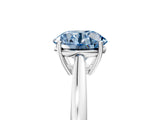 Silver Fancy Blue Round  Solitaire Diamond Ring with Split Shank and Four-Prong Setting_17