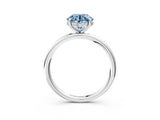 Silver Fancy Blue Round  Solitaire Diamond Ring with a Classic Band and Four-Prong Setting 3