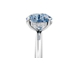 Silver Fancy Blue Round  Solitaire Diamond Ring with a Classic Band and Four-Prong Setting 5