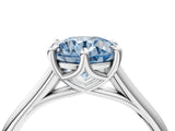 Silver Fancy Blue Round  Solitaire Engagement Ring with Six-Prong Setting and Classic Band 4