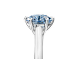 Silver Fancy Blue Round  Solitaire Engagement Ring with Six-Prong Setting and Classic Band 5