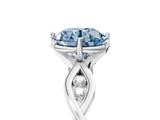 Silver Fancy Blue Round  Solitaire Twist Band with Leaf Prong Setting 5
