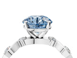 Silver Fancy Blue Round  Solitaire Twisted Band with Prong Setting 5