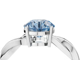 Silver Fancy Blue Round  Solitaire Twisted Pave Diamond Ring with Four-Prong Setting_4