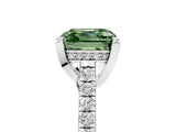 Silver Fancy Green Asscher  Brilliant Diamond Solitaire with Pavé Band and Four-Prong Setting 5