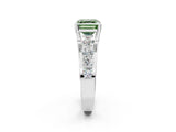Silver Fancy Green Asscher  Brilliant Solitaire with Side Stones on a Pave Band and Four-Prong Setting_14
