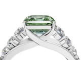 Silver Fancy Green Asscher Cut Brilliant Diamond Pavé Band with Six-Prong Setting_28