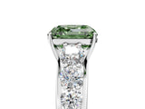 Silver Fancy Green Asscher Cut Brilliant Diamond Pavé Band with Six-Prong Setting_29
