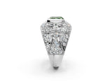 Silver Fancy Green Asscher Cut Brilliant Halo Pave Diamond Milgrain Ring_8
