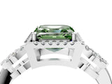 Silver Fancy Green Asscher Cut Cut Halo Diamond Infinity Band with Four-Prong Setting_10