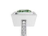 Silver Fancy Green Asscher Cut Cut Halo Pavé Diamond Ring_11