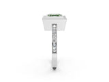 Silver Fancy Green Asscher Cut Cut Halo Pavé Diamond Ring_8