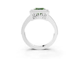 Silver Fancy Green Asscher Cut Cut Halo Pavé Diamond Ring_9