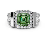 Silver Fancy Green Asscher Cut Cut Halo Split Shank Prong Set Ring_18